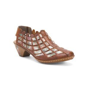 RIEKER Brown Multi Leather Sina 78 Comfort Weave Heeled Shoes
